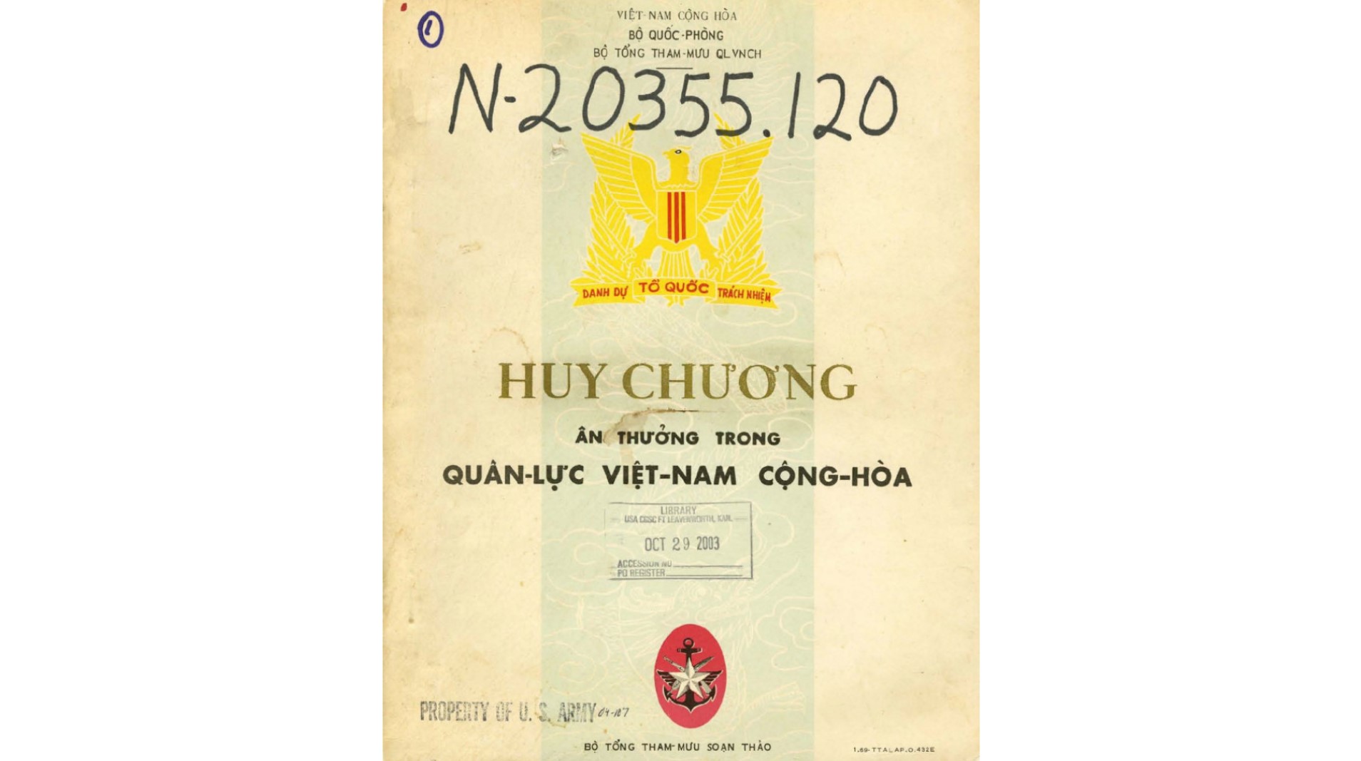 Huy Chương Ân Thưởng Trong Quân Lực Vnch Cover Vietnamese Heritage Museum 8515