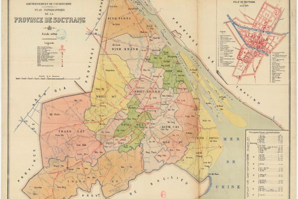 https://gallica.bnf.fr/ark:/12148/btv1b53195581n/f1.item.r=cochinchine
Title :  Plan topographique de la province de Sectrang / Gouvernement de Cochinchine 
Author :  Cochinchine. Service du cadastre et de la topographie. Auteur du texte 
Publisher :  (Saïgon) 
Publication date :  1930 
Subject :  Divisions politiques et administratives 
Subject :  Plans de ville 
Subject :  Soktrang, Province de -- Routes 
Format :  1 flle en coul. ; 885 x 675 
Description :  Échelle(s) : 1:100 000 
Date of online availability :  29/09/2019 



----------

Ban do SOC TRANG 1930 IN O hANOI
https://www.flickr.com/photos/13476480@N07/13730967813/