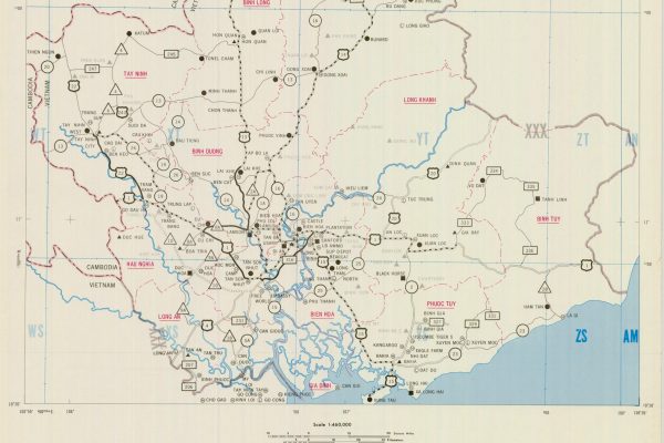 MAP12100207 - source: Vietnam Center and Archive. Bàn d? H? th?ng du?ng b? và các sân bay chính t?i Vùng III Chi?n thu?t (tháng 9/1969)