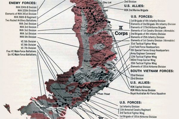 Vietnam War map: Corps to corps (1968)
https://clickamericana.com/topics/war-topics/vietnam-war-map-corps-to-corps-1968

I Corps

Also known as Eye Corps, this encompasses the five northernmost provinces in South Vietnam, along with two major cities  Hue and Da Nang.
II Corps

The Central Highlands area in South Vietnam, consisting of 12 provinces, and the largest of the four corps in size.
III Corps

The densely-populated area between Saigon and the Highlands, with 90% of its industry, 7 million people (38% of the population) and the capital city.
IV Corps

The 16 southern provinces in the Mekong River Delta area, including the rich rice bowl.