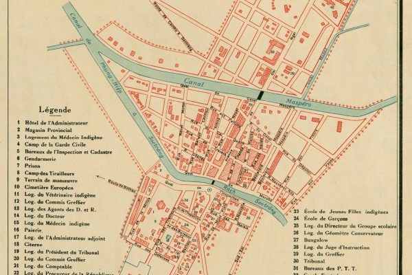 http://gallica.bnf.fr/ark:/12148/btv1b53066637s/f1.item.r=HANOI.langEN.zoom
Titre : 
    Gouvernement de Cochinchine. Service du cadastre. Plan topographique de la province de Soctrang 
Éditeur : 
    Impr. d'Extrême-Orient (Hanoï) 
Date d'édition : 
    1930 
Sujet : 
    Soc Trang, Province de